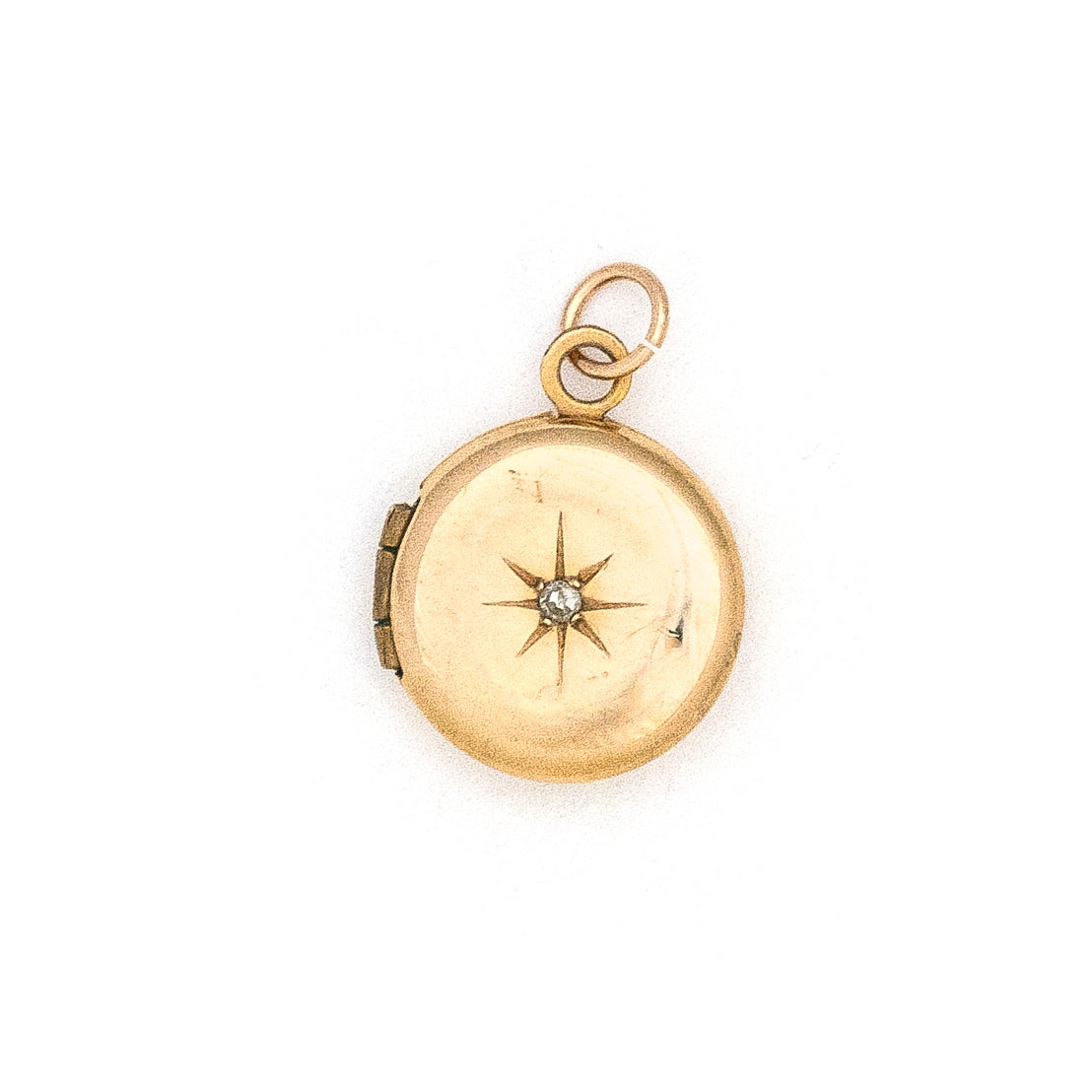 Vintage 14K Gold & Diamond Petite Starburst Locket