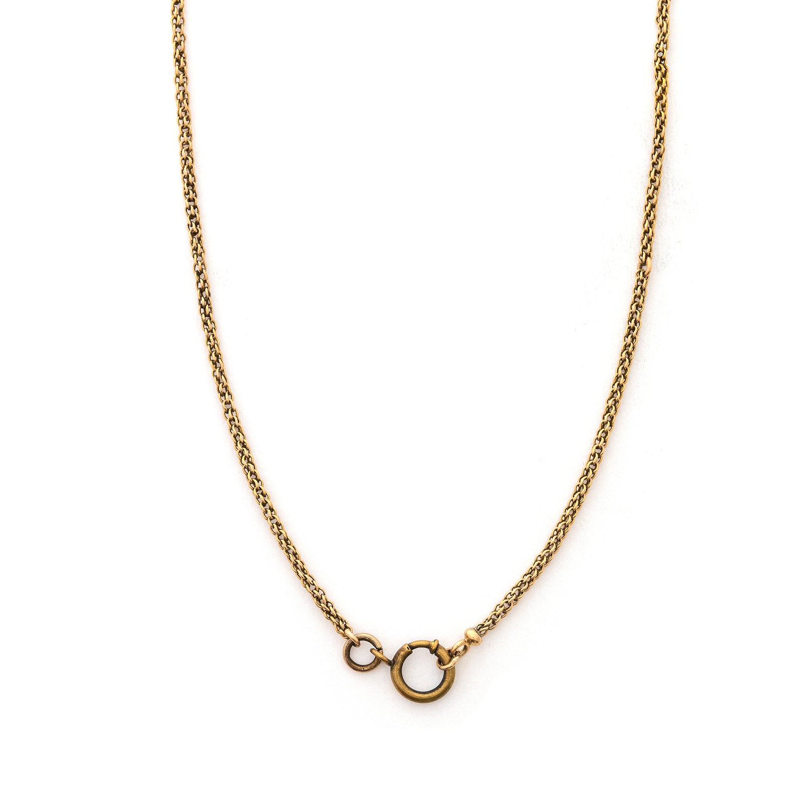 This gold fill antique round wheat chain is the perfect addition to any jewelry lovers collection. It can be worn alone, with charms or a locket, or layered with other chains for a bold statement. A true staple! Close up view