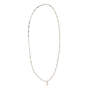This classic sterling silver vintage bar link watch chain features silver bars that are beautifully engraved with curlicues and flourishes, on the front and back of each bar link. At 32", it pairs perfectly with one of our antique sterling silver or niello lockets. Full necklace view
