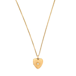 10K Gold Matte Diamond Heart Antique Locket