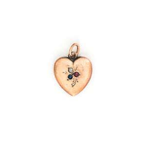 Antique Ruby, Sapphire & Diamond Heart Pendant