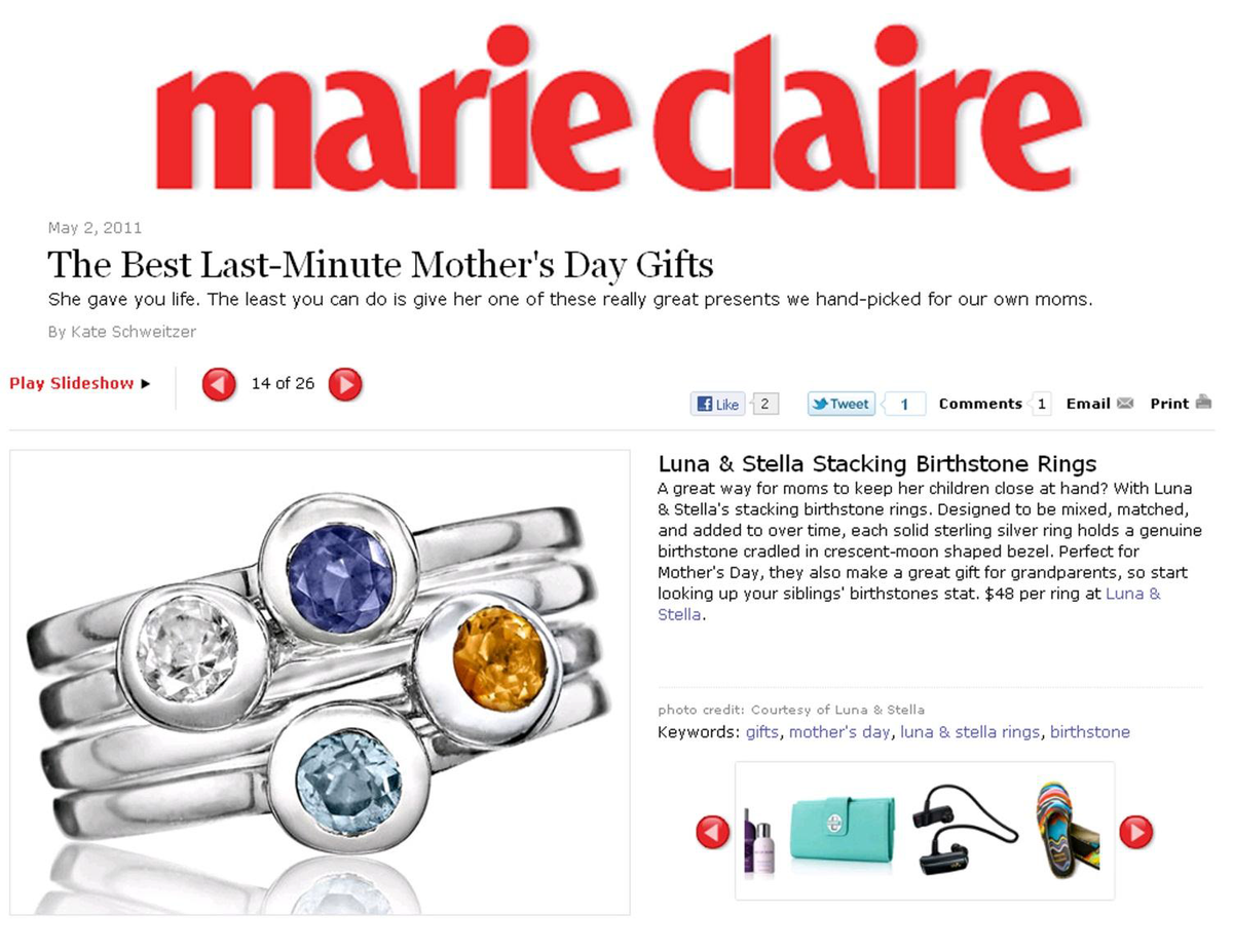 Crescent Moon Stacking Birthstone Rings - Sterling Silver