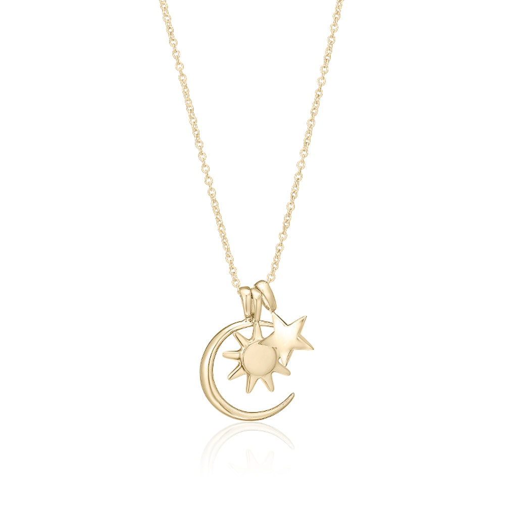Zales 3.5mm Opal and 1/6 CT. T.w. Diamond Sun and Crescent Moon with Star  Station Necklace in 10K Gold | CoolSprings Galleria