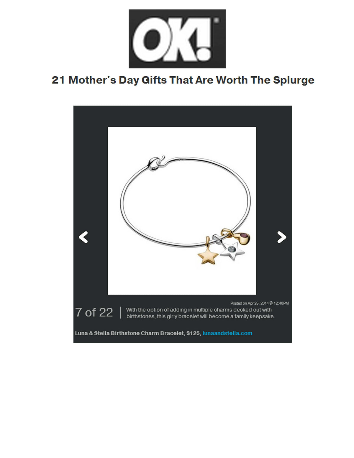 Crescent Moon Birthstone Charm Bracelet