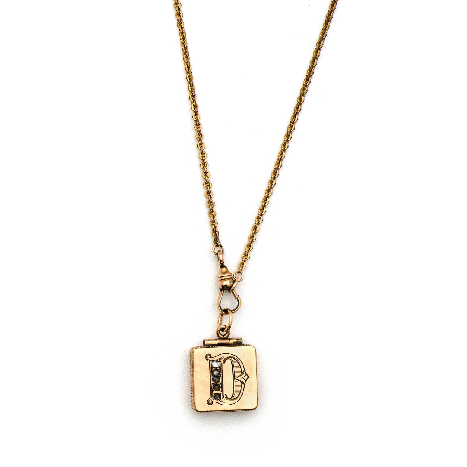 Letter "D" Square Locket