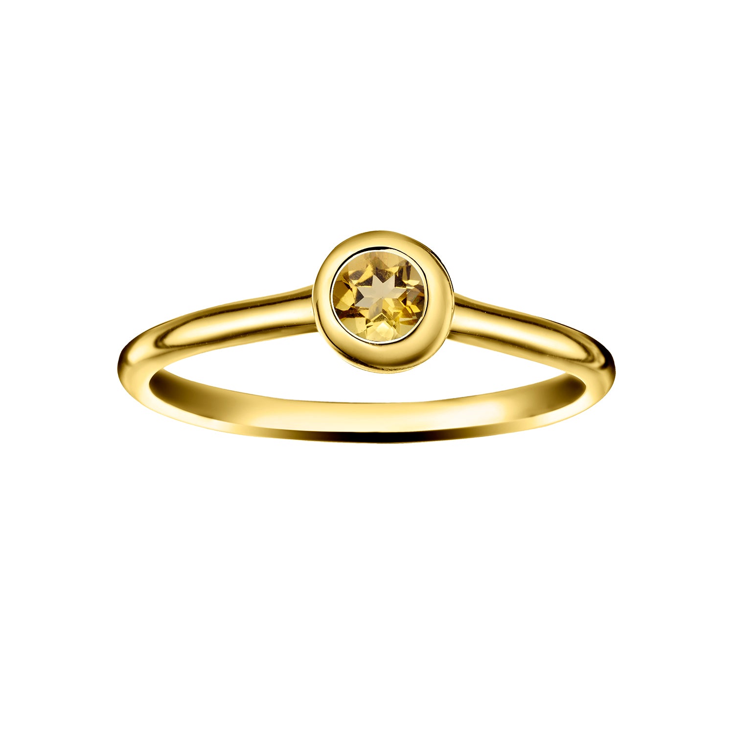 Polished Gold Vermeil Crescent Moon Stacking Birthstone Rings - November / Citrine