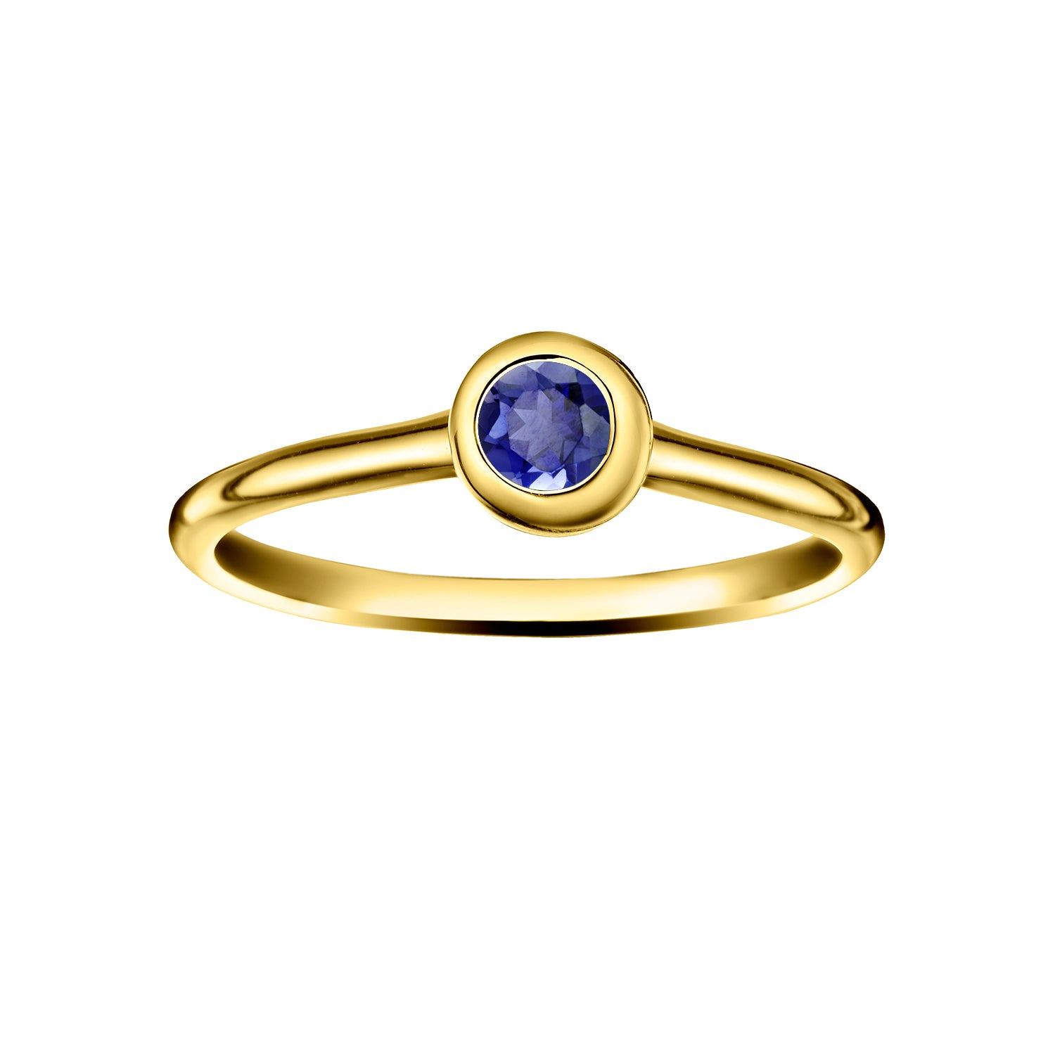 Polished Gold Vermeil Moon Stacking Birthstone Rings - September / Iolite