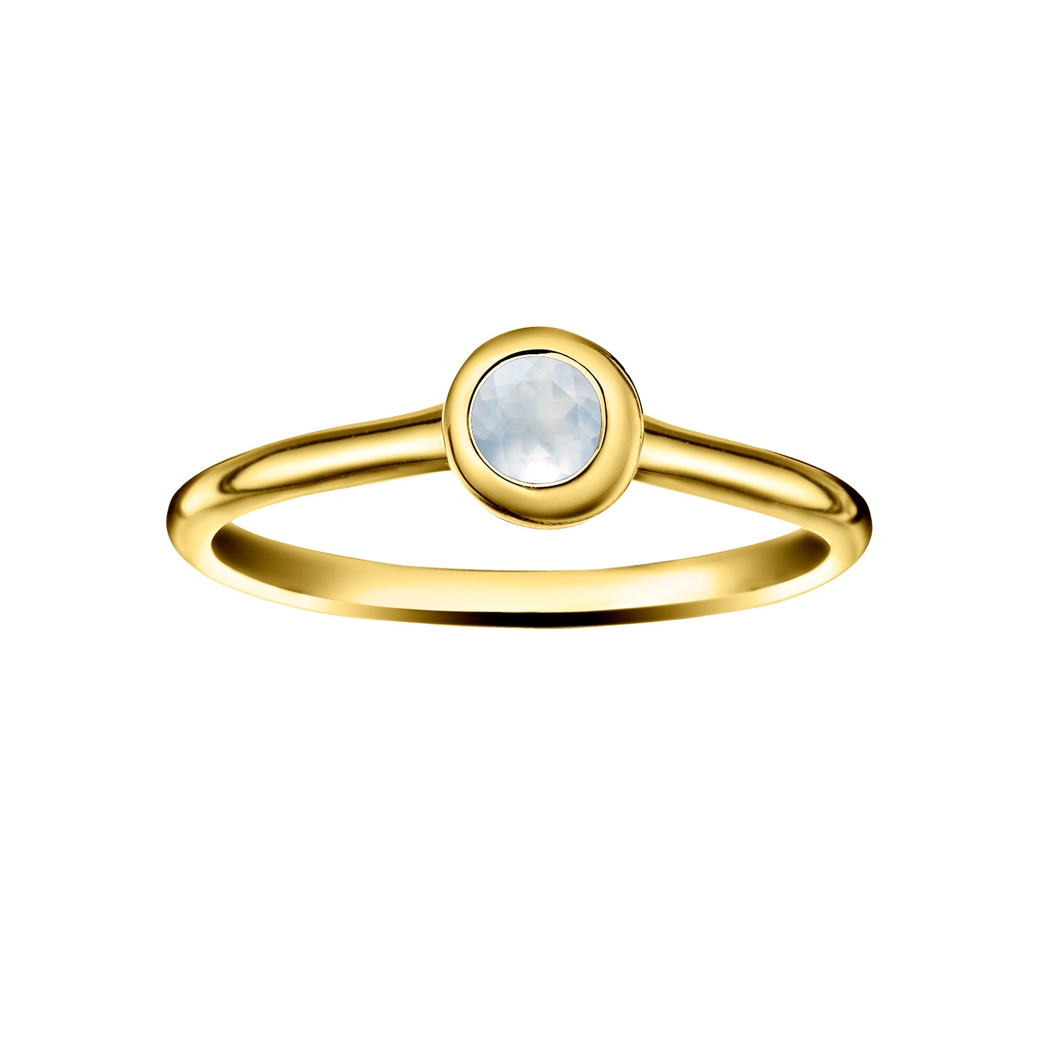 Polished Gold Vermeil Crescent Moon Stacking Birthstone Rings - June / Moonstone