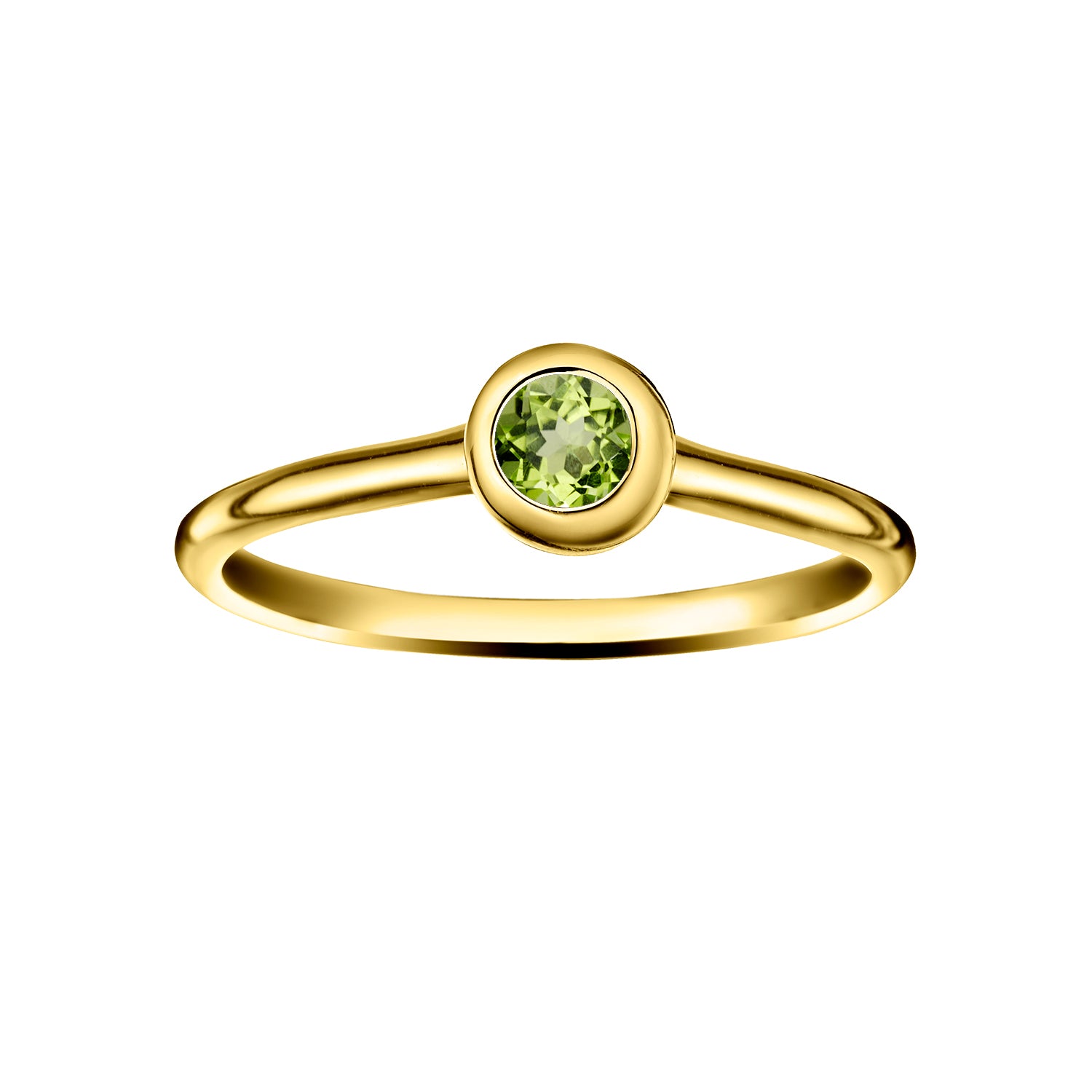 Polished Gold Vermeil Crescent Moon Stacking Birthstone Rings - August / Peridot