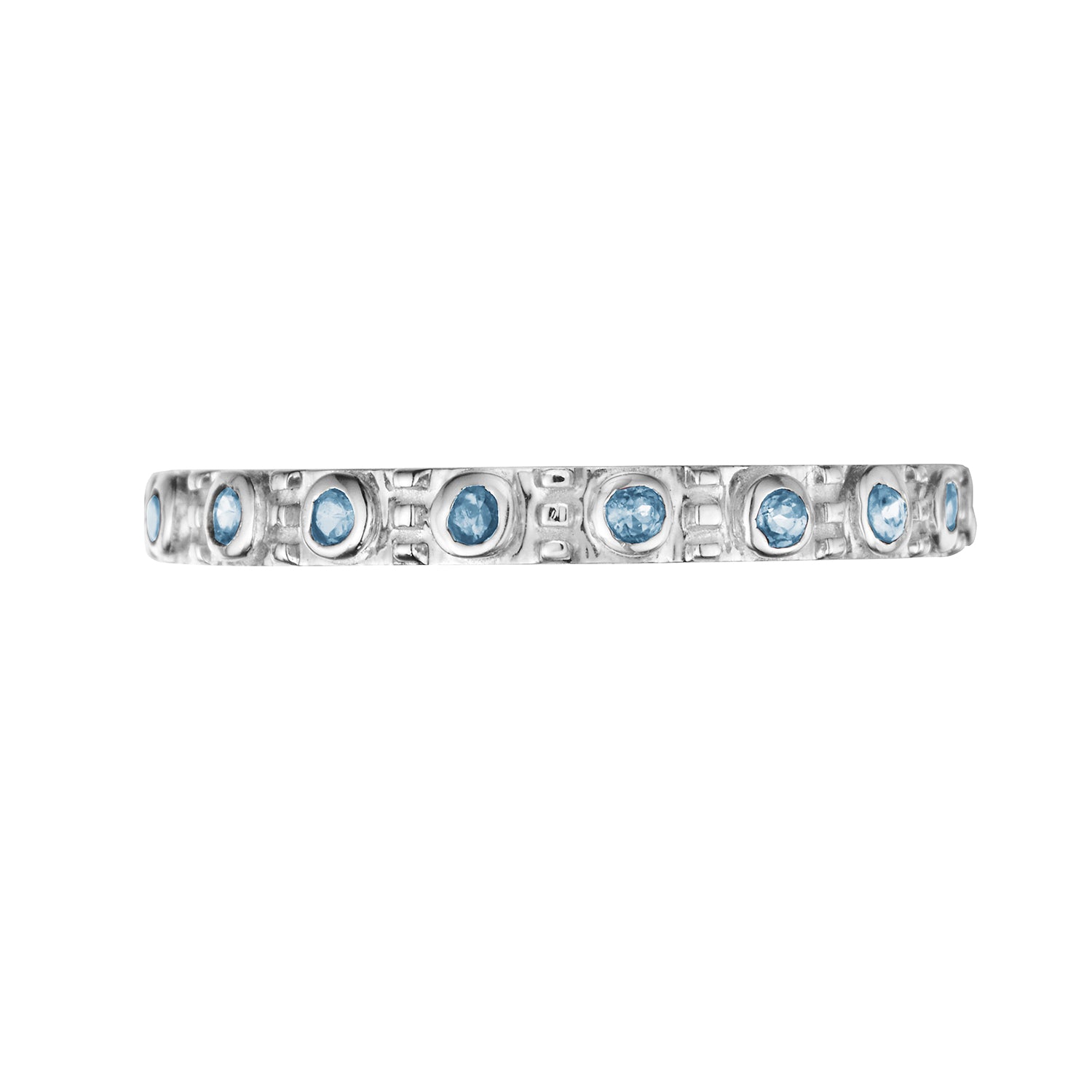 Polished Silver Eternity Stacking Birthstone Rings - December / Blue Topaz