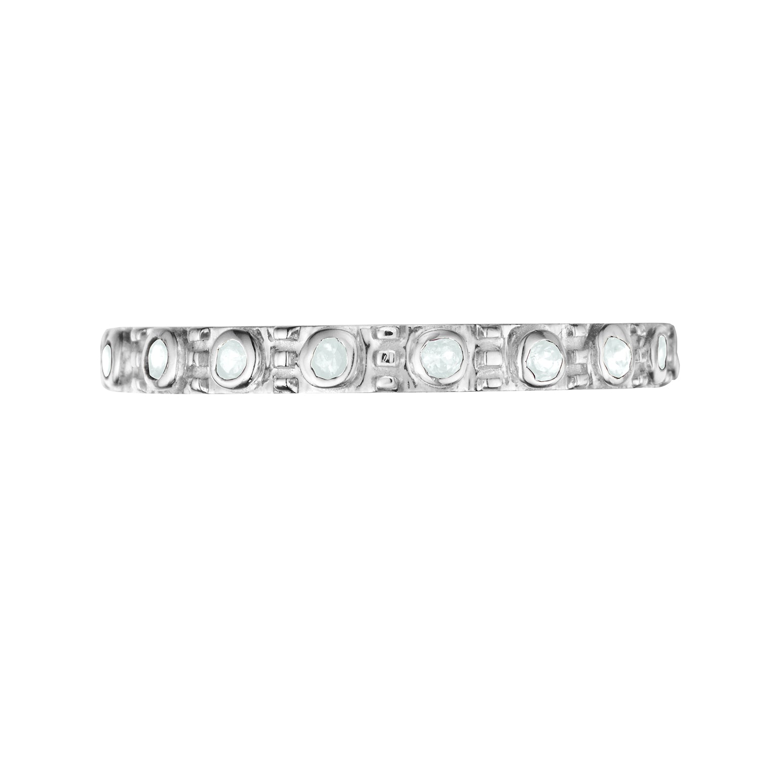 Polished Silver Eternity Stacking Birthstone Rings - June / Moonstone