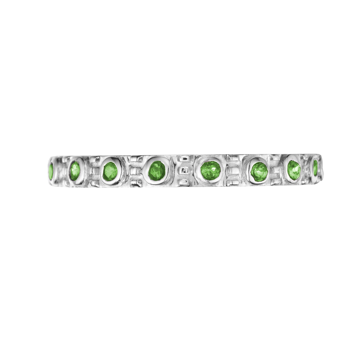 Polished Silver Eternity Stacking Birthstone Rings - August / Peridot