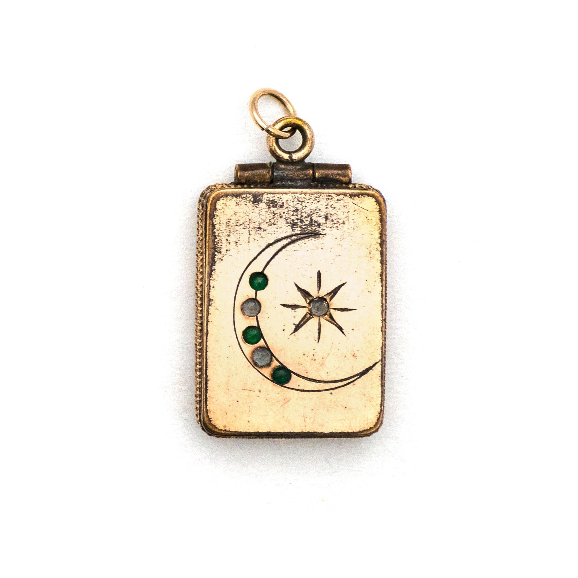 Crescent Moon & Star Rectangle Locket