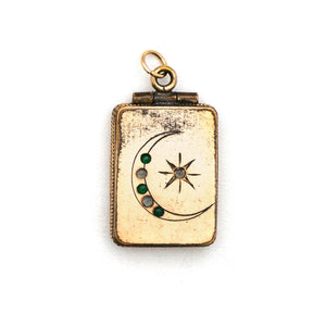 Crescent Moon & Star Rectangle Locket