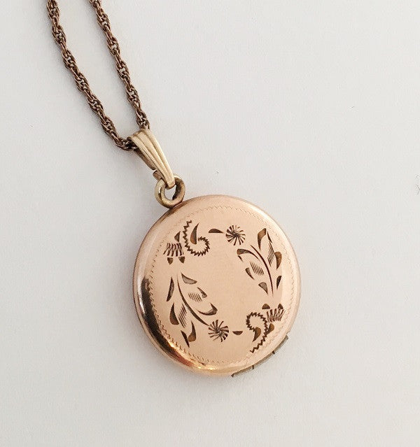 Rose Gold Floral Antique Locket