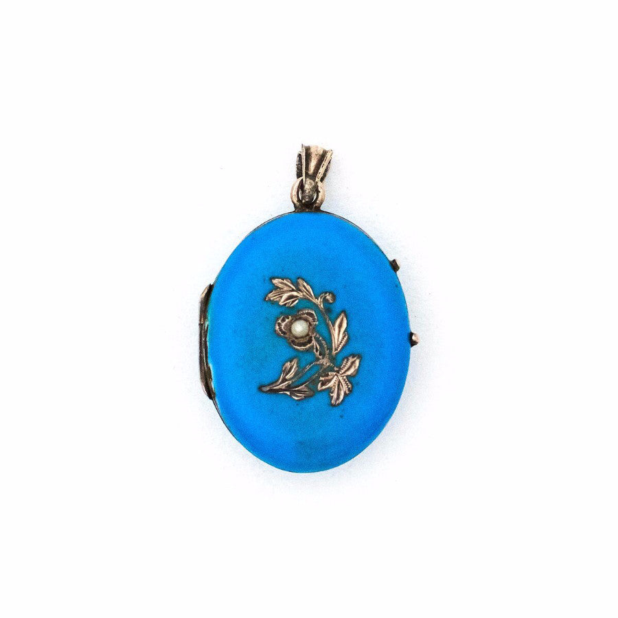 Pearl & Blue Enamel Locket