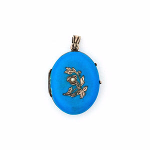 Pearl & Blue Enamel Locket