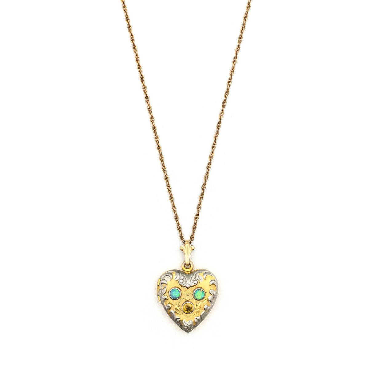 Opal & Citrine Heart Locket