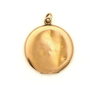 Cameo Lady Antique  Locket,  Womens profile, gold fill locket with white Victorian paste stones, back view