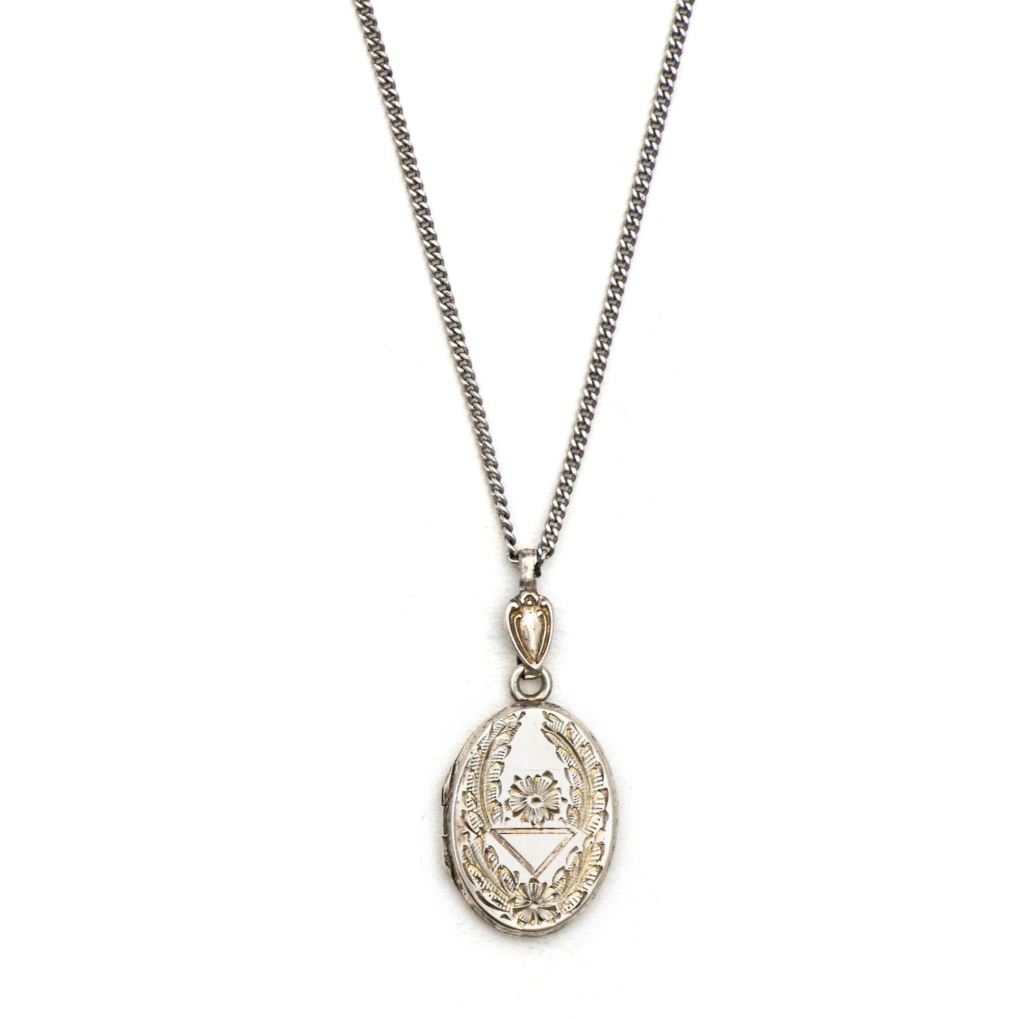 Petite Sterling Silver Oval Wreath Locket