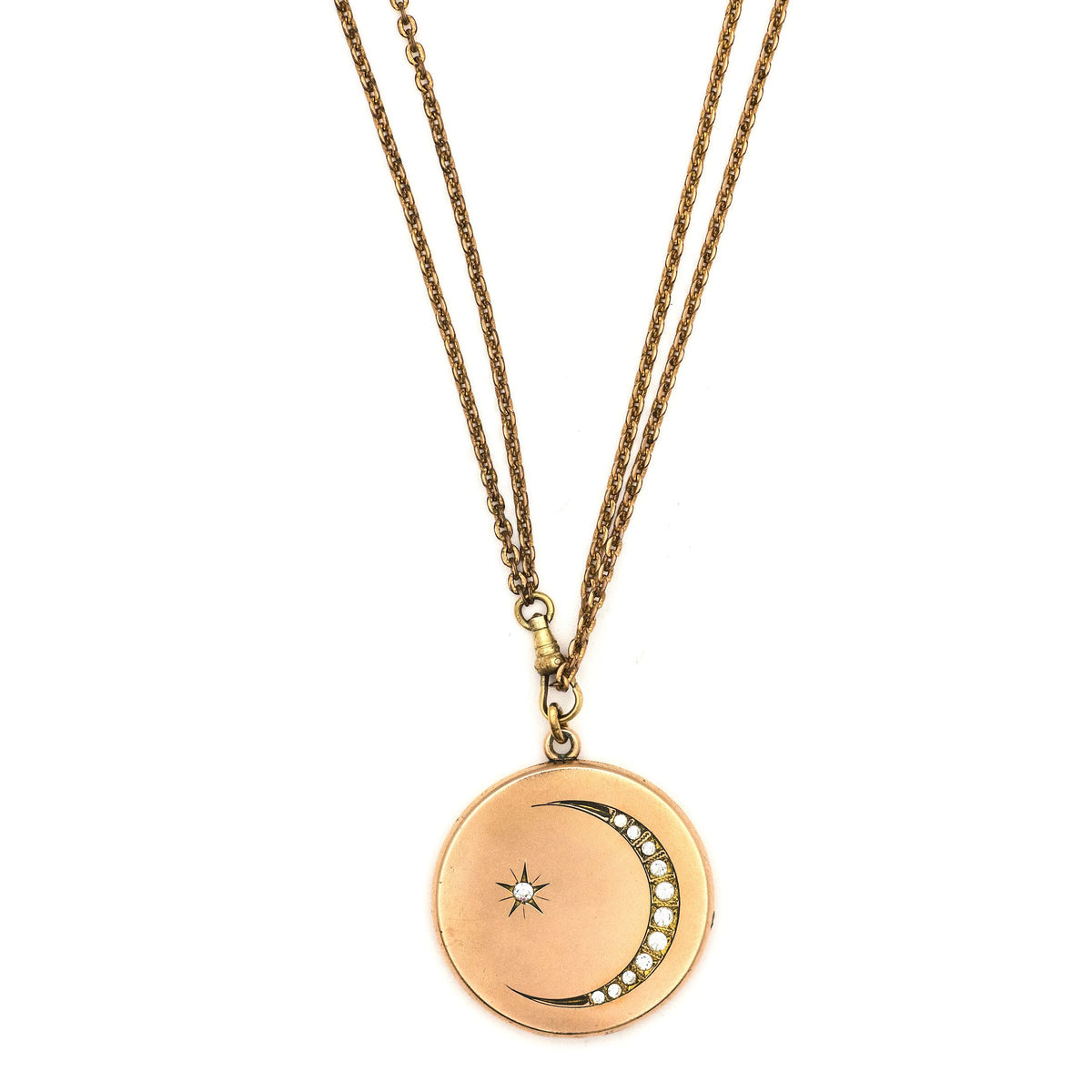 Large Crescent Moon & Starburst Locket