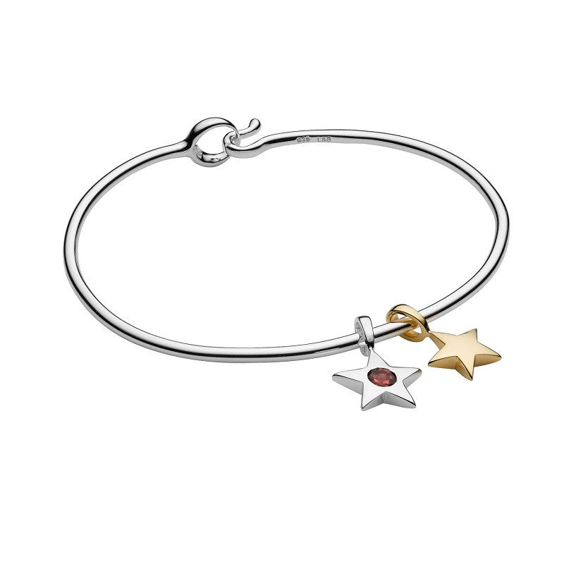 Luna & Stella | Crescent Moon Silver Charm Bracelet, Birthstone Charms Large - 8 Inches / Silver