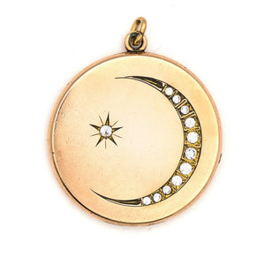 Large Crescent Moon & Starburst Locket