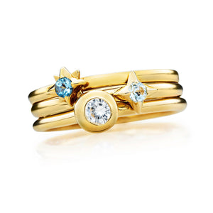 Starburst Stacking Birthstone Rings - 14K Gold