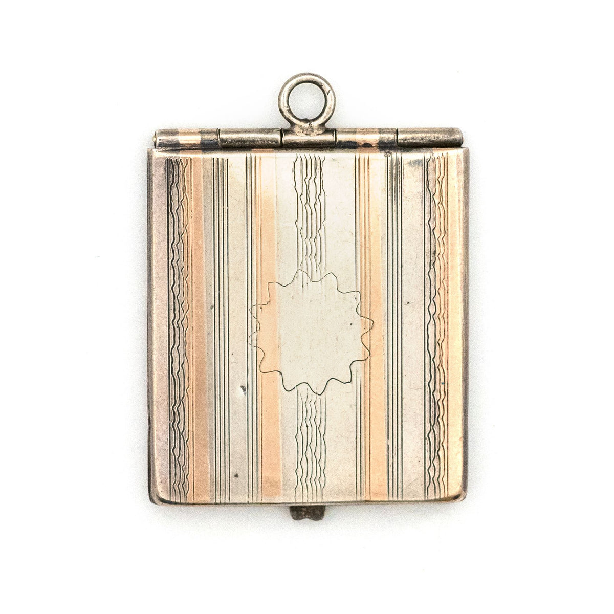 Bi-Metal Pinstripe Rectangle Locket