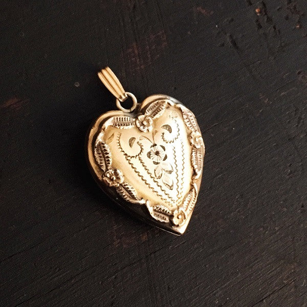 Ornate Engraved Small Heart Locket