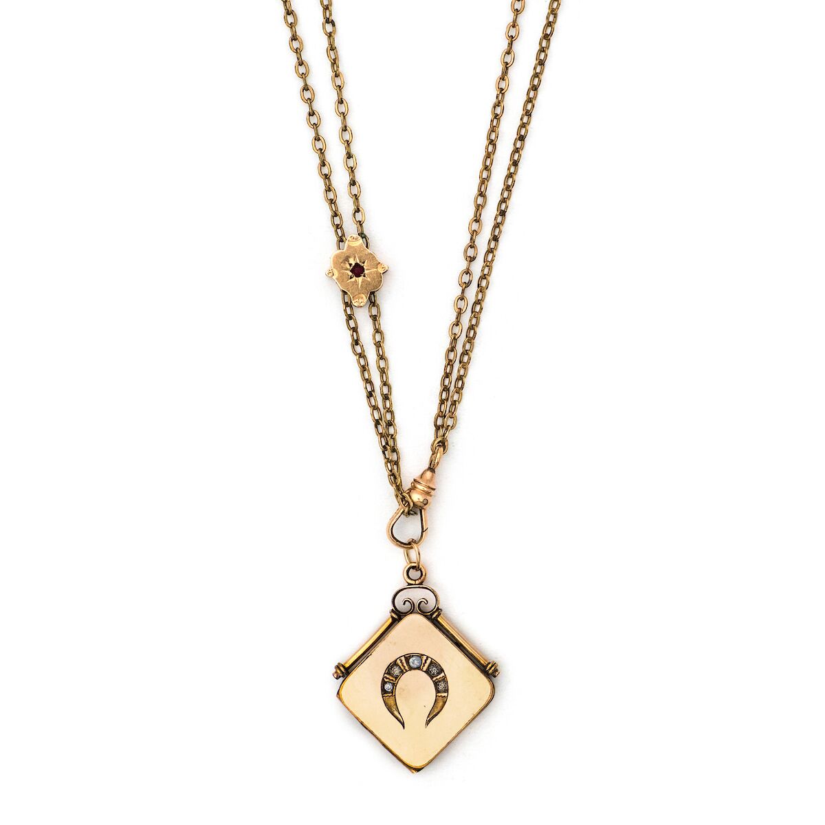 Lucky Horseshoe Square Locket