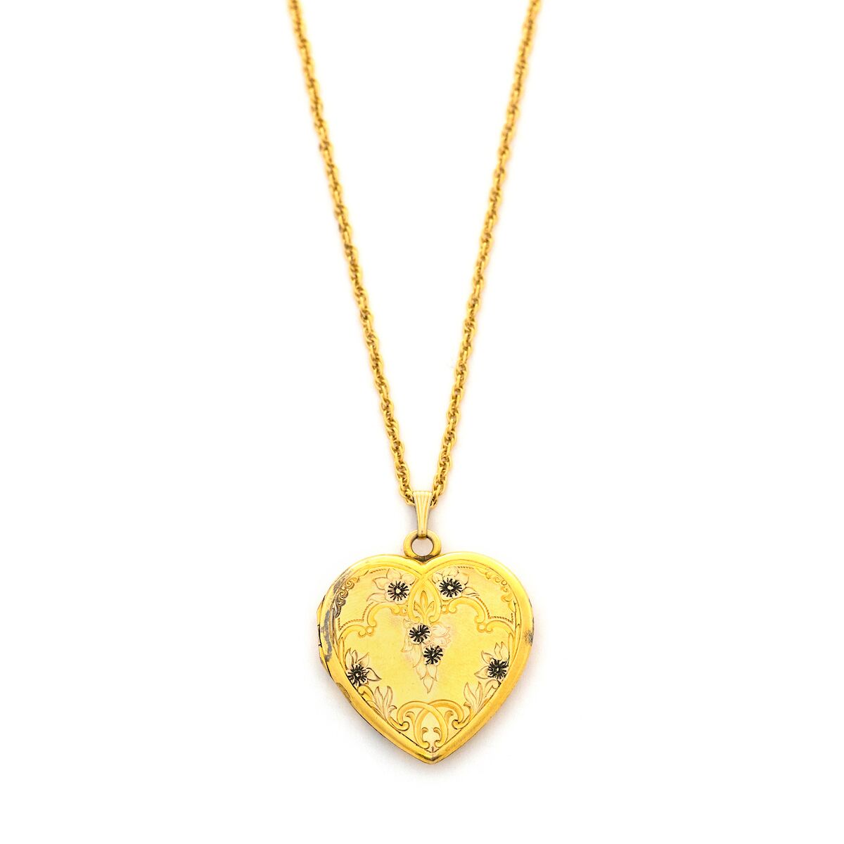 Mid-century Floral Heart Locket