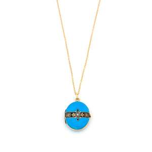 14K Blue Enamel Ribbon Locket