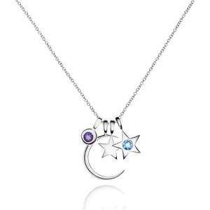 Moon & Stars Birthstone Charm Necklace