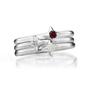North Star Stacking Birthstone Rings - Sterling Silver
