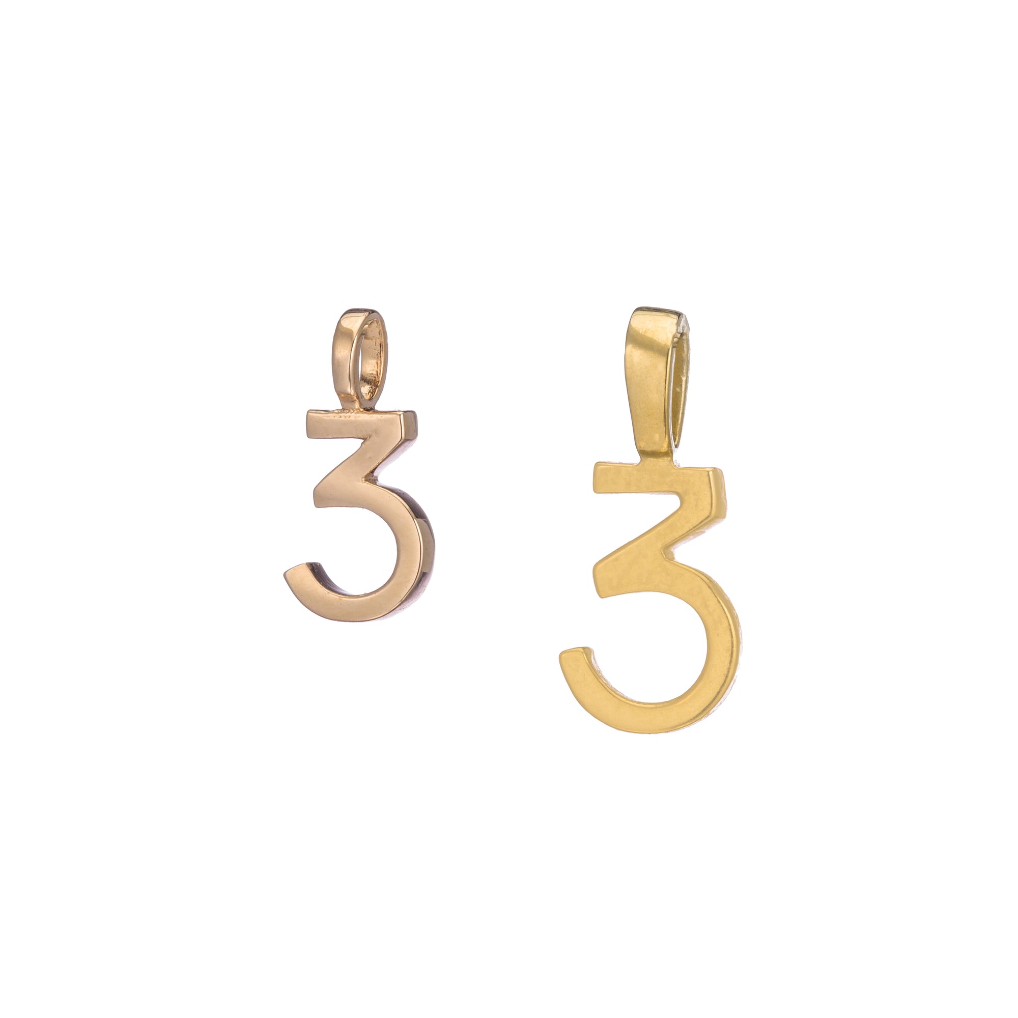 Polished Gold Vermeil Number 3 Charm - Classic