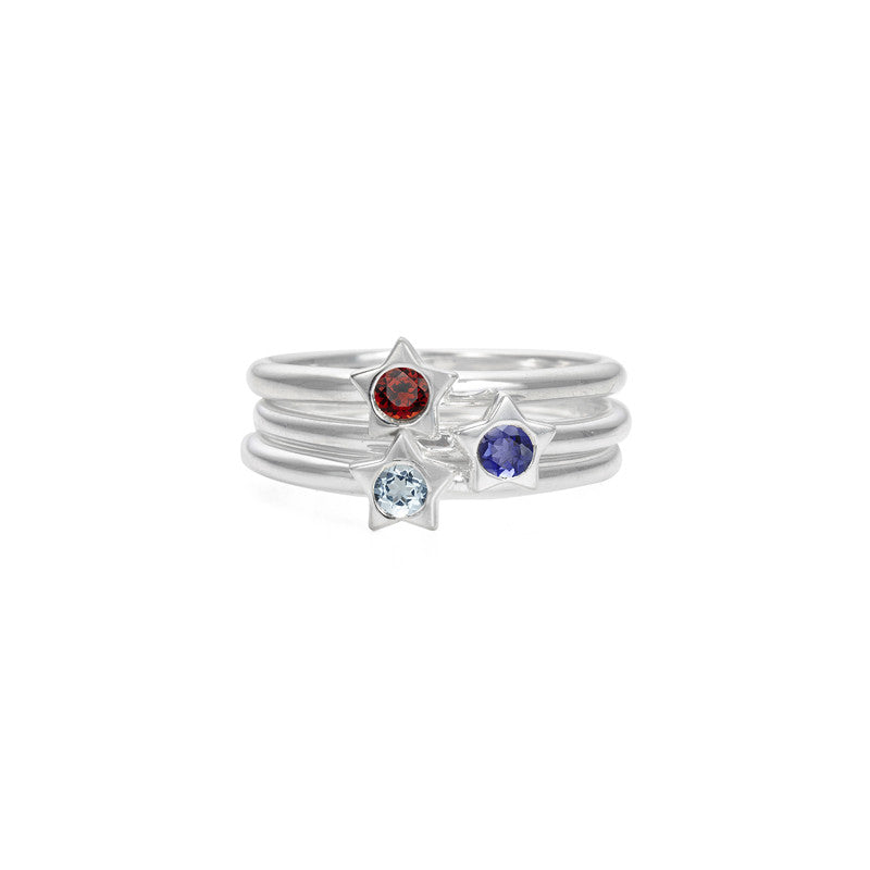 Girl's Twinkle Stacking Birthstone Rings - Sterling Silver