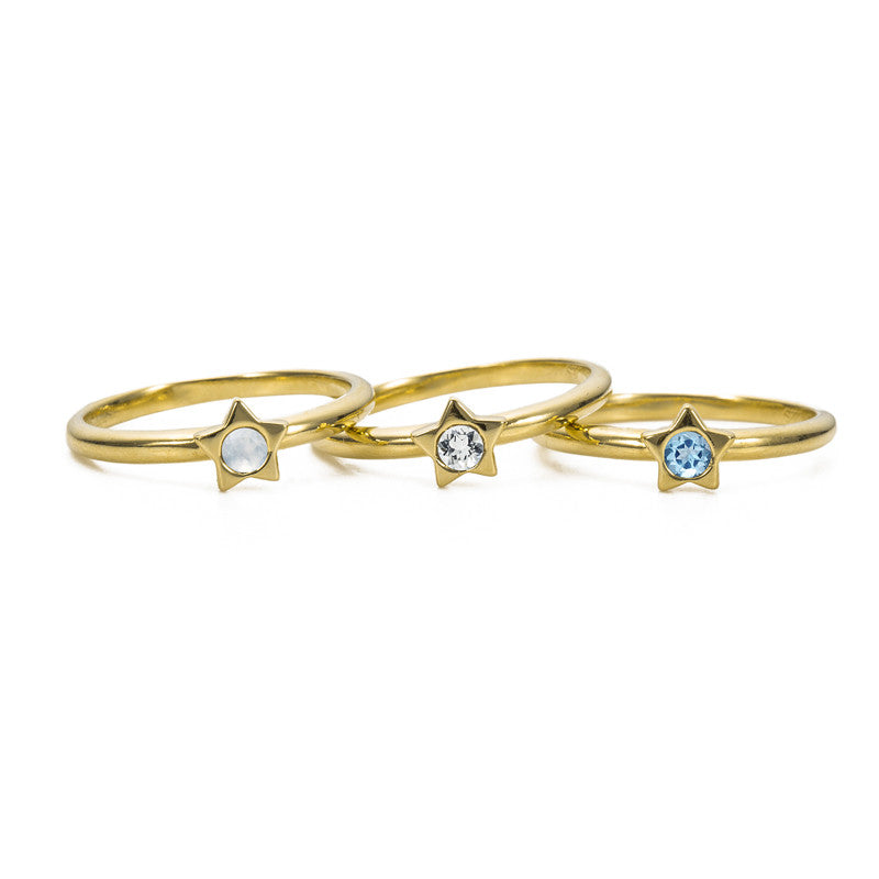 Girl's Twinkle Stacking Birthstone Rings - 14K Gold