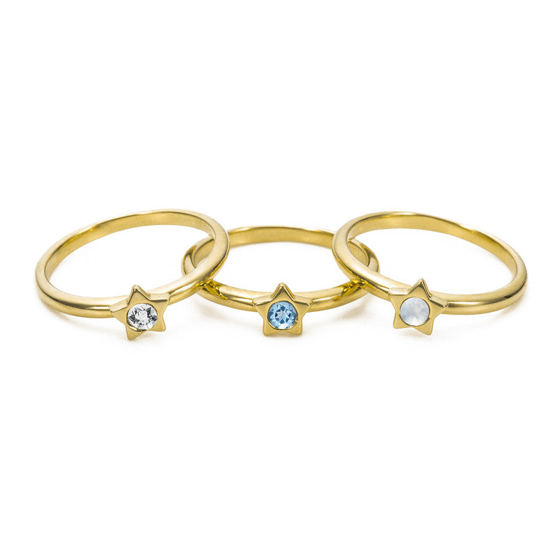 Girl's Twinkle Stacking Birthstone Rings - 14K Gold