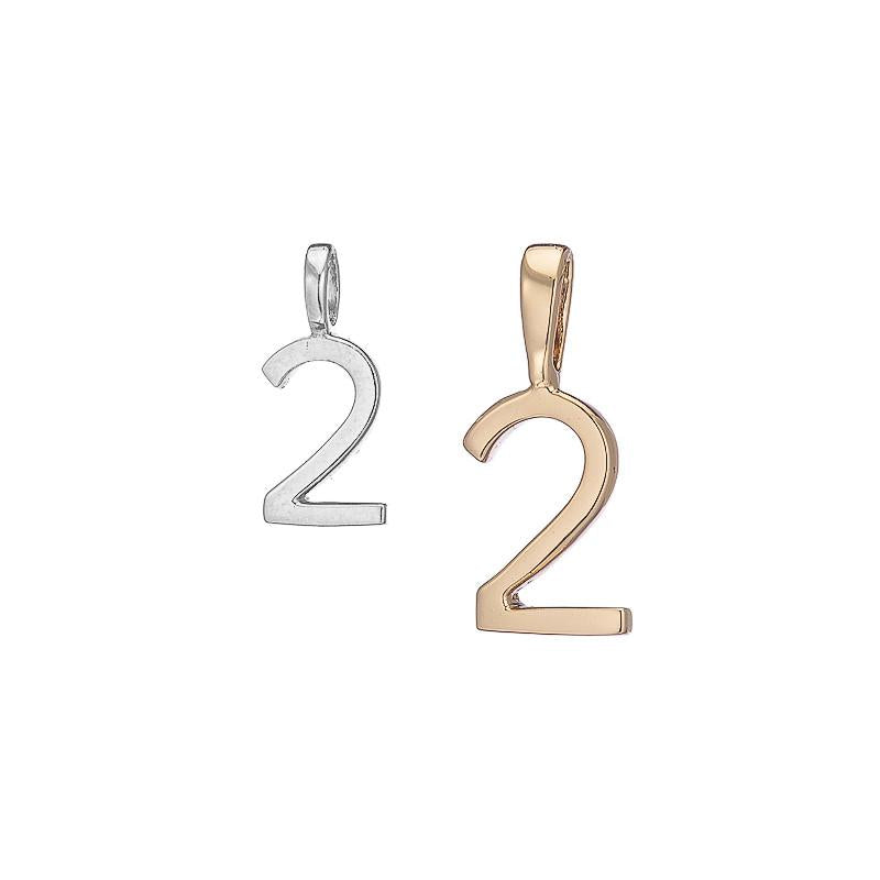 Polished Rose Gold Vermeil Number 2 Charm - Classic