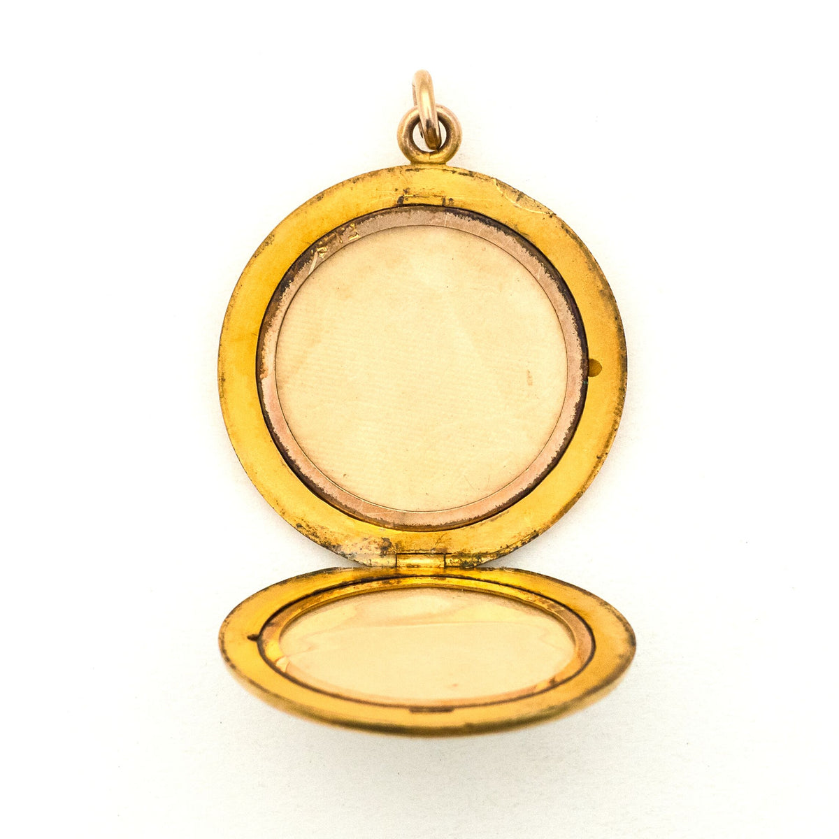 Grapes of Plenty Antique Locket, gold fill locket, white Victorian paste stones, holds photos and pictures, open locket view, original frames included