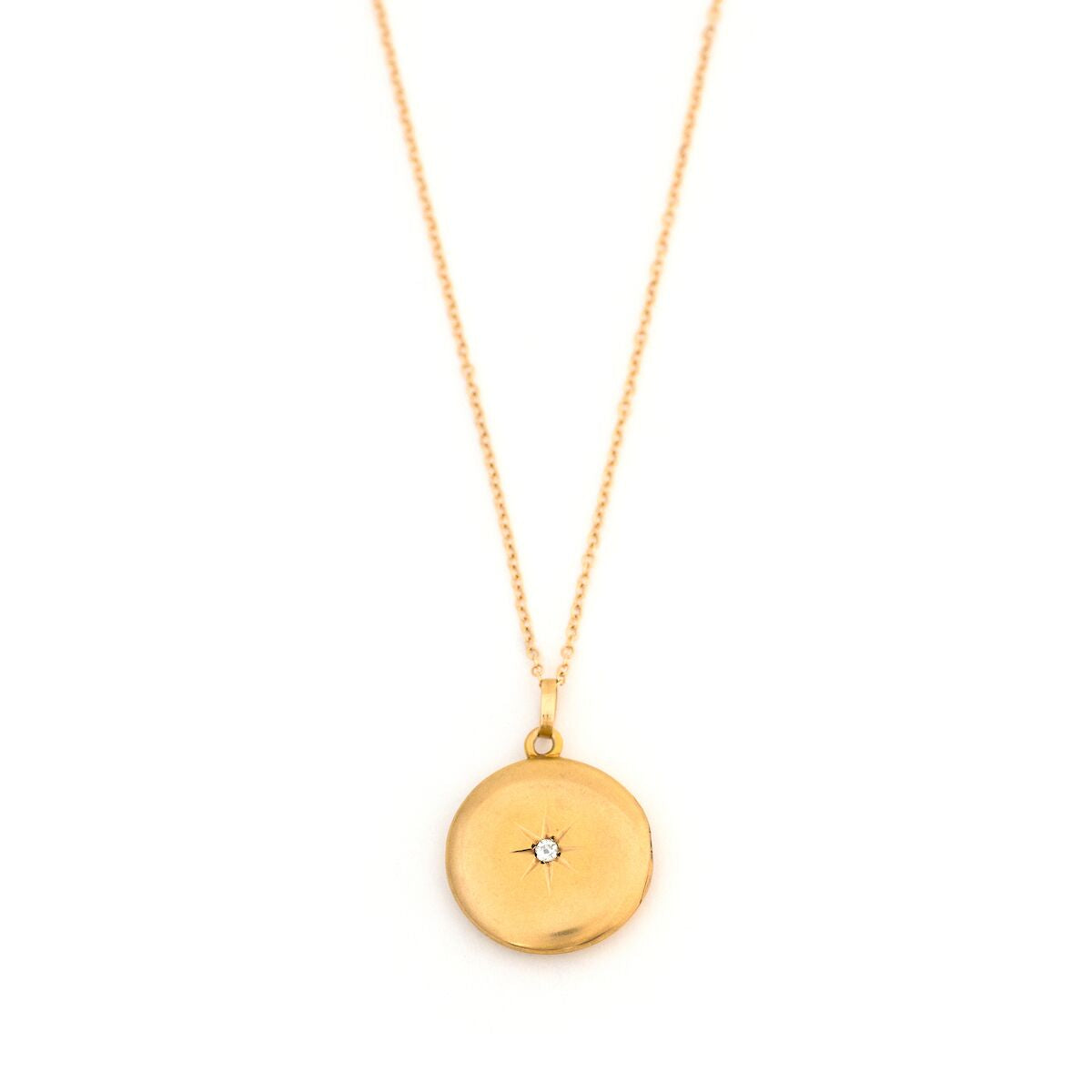 Petite 14K Gold & Diamond Starburst Locket
