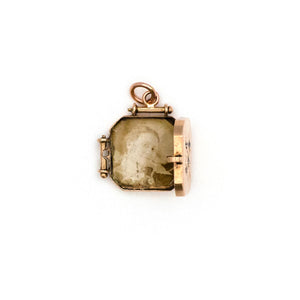 12K Rose Gold Diamond Fleur-de-lis Antique Locket