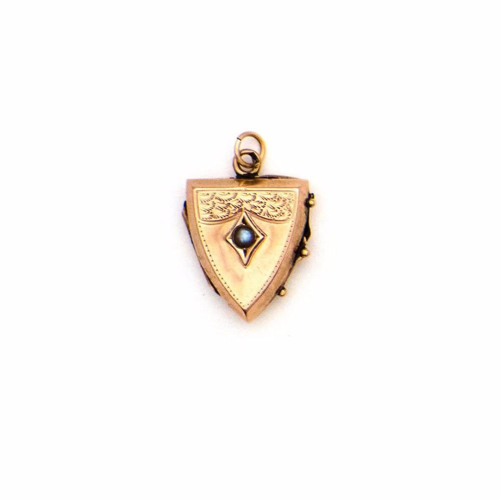 10K Pearl Shield Locket