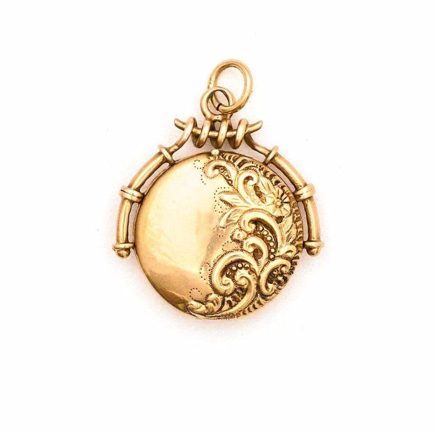 Solid 12K Floral Scroll Locket