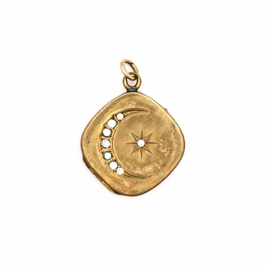 Antique Crescent Moon & Star Locket