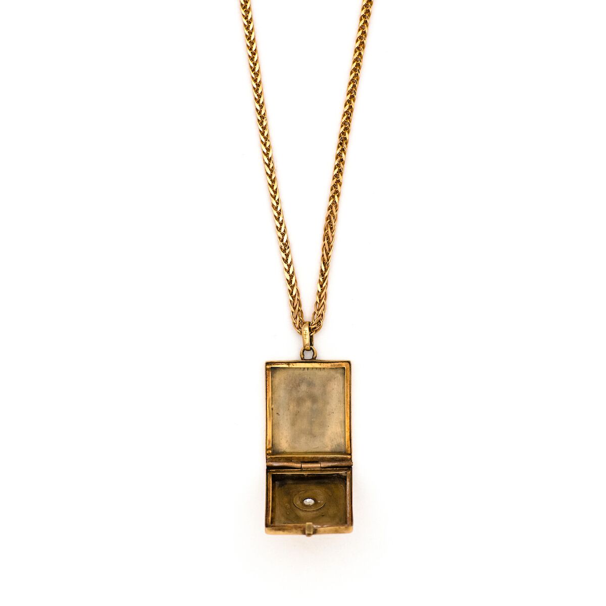 14K Gold & Diamond Star Rectangular Locket