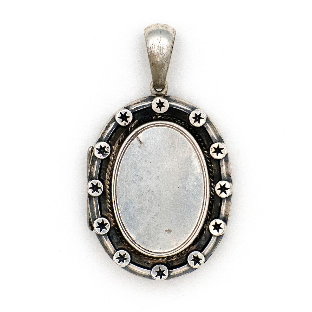 Sterling Silver Oval Stars Locket