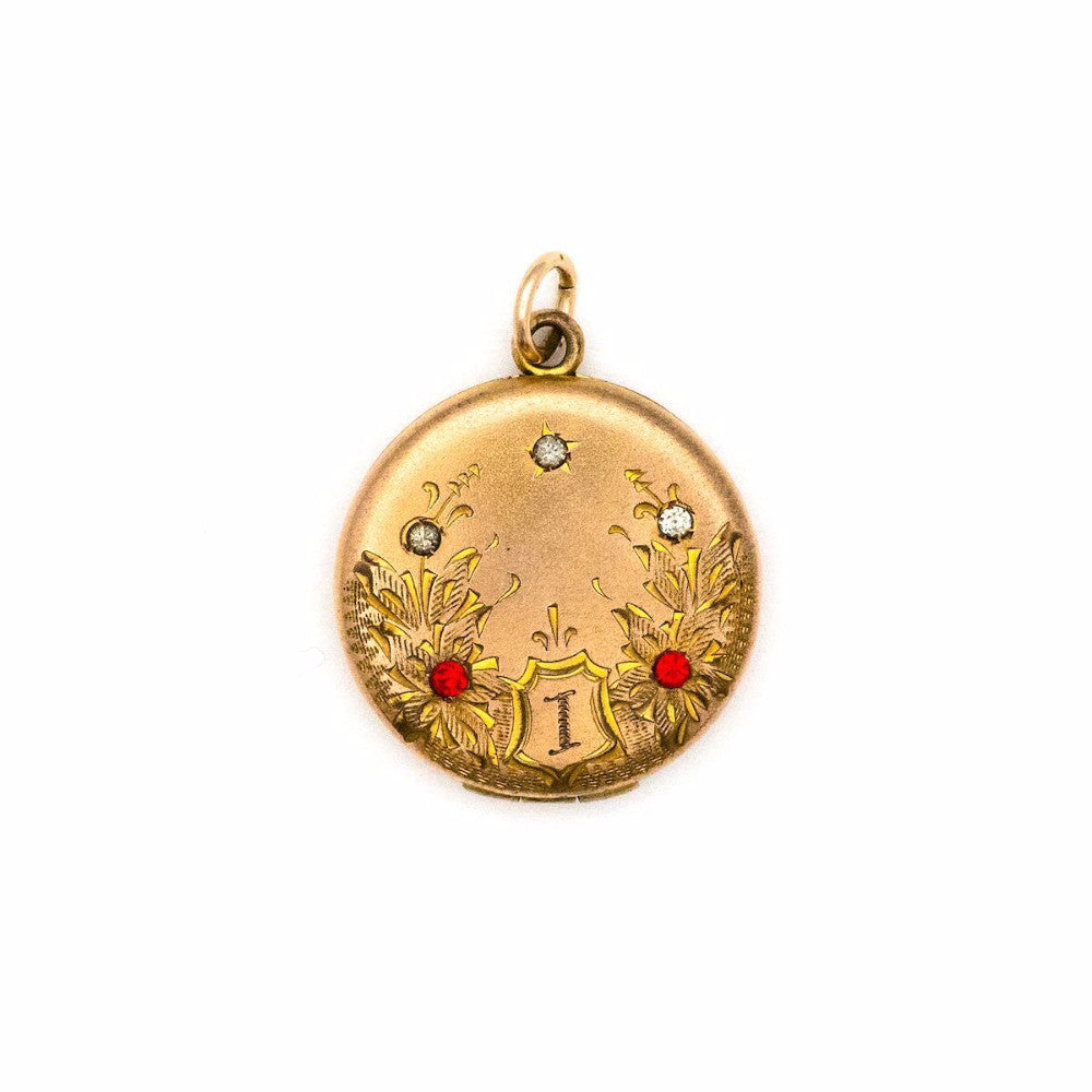 Red & White Floral Locket