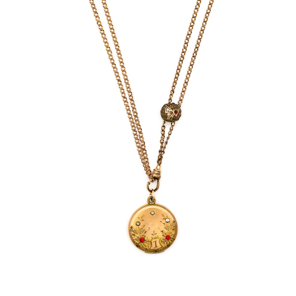 Red & White Floral Locket